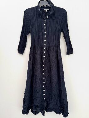Sz1 Alquema Navy Button-Front Midi Dress